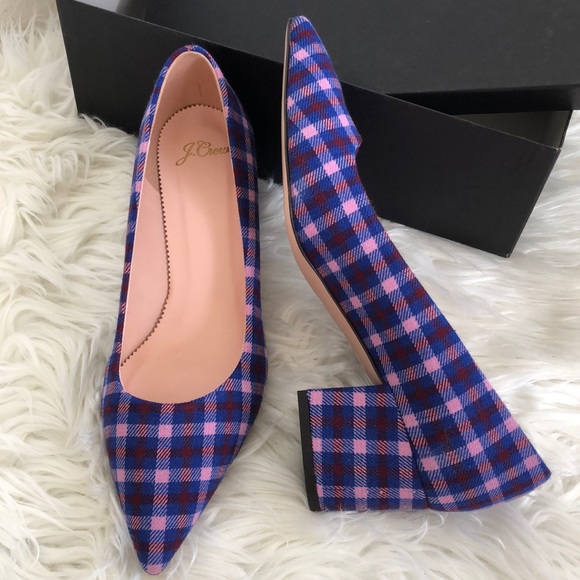NWT Jcrew pointed block heel pumps in plaid - Picture 5 of 14